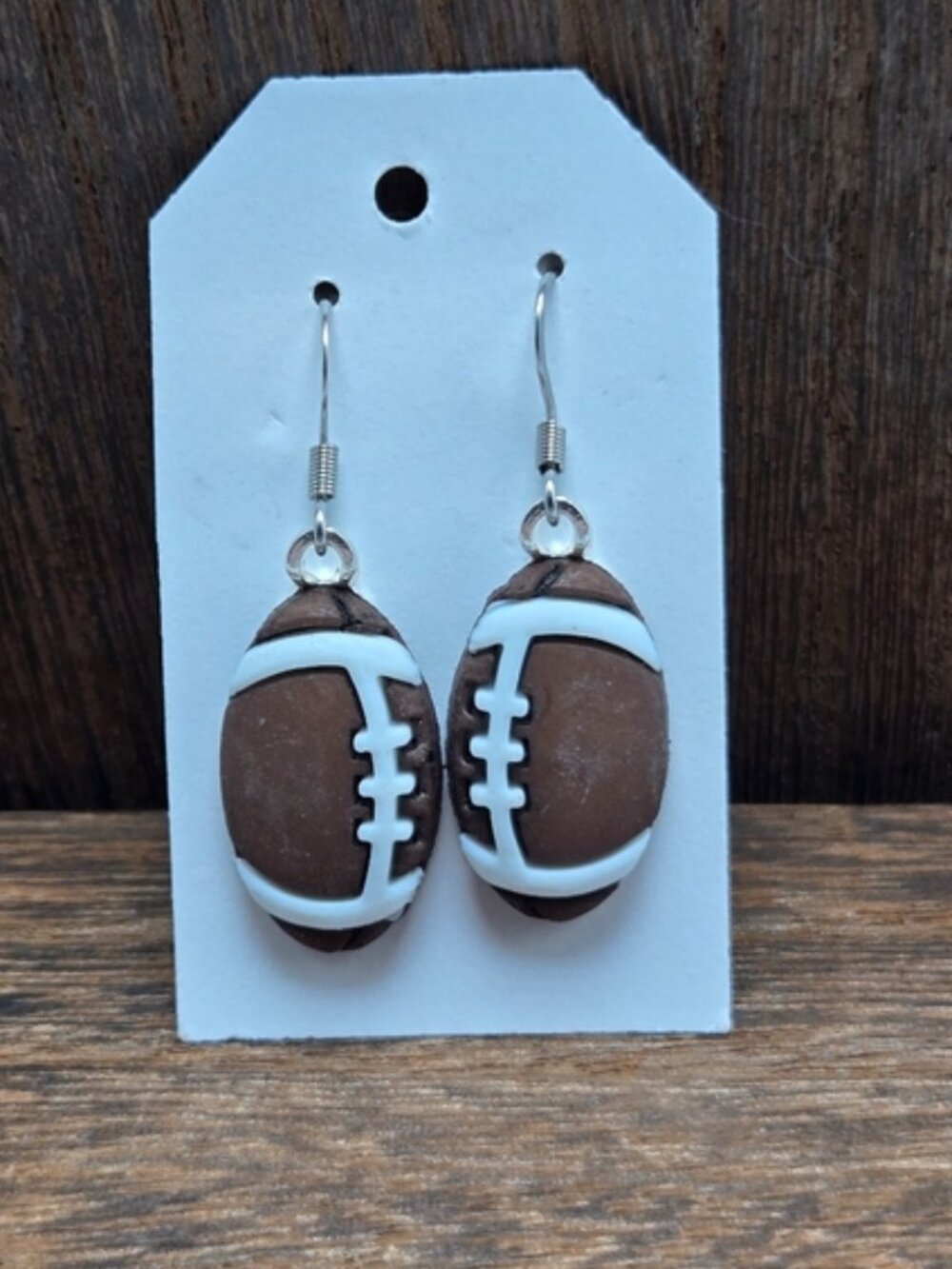 NWT Football Earrings Pierced Sports Dangle Drop Jewelry Light Weight Handmade
